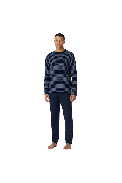 Schiesser Herren Schlafanzug, lang - Casual Essentials, Baumwolle, Rundhals