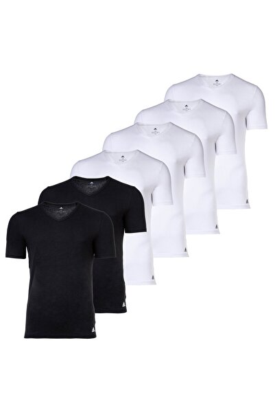 adidas Herren T-Shirt, 6er Pack - Active Flex Cotton, V-Ausschnitt, uni
