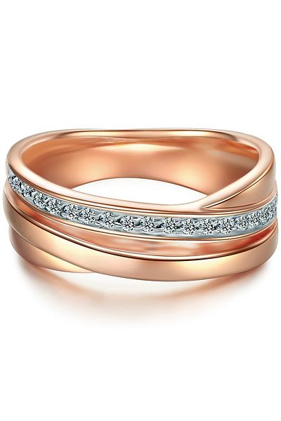 Trilani Silberring Yüzük Sterling Silber rosegold Zirkonya weiß