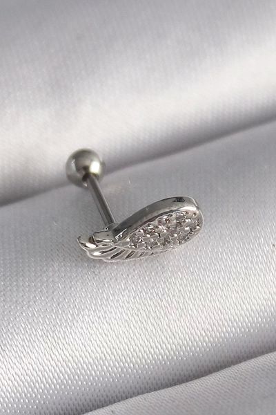 Clariss 316L Steel Silver Color Zircon Stone Wing Tragus Piercing