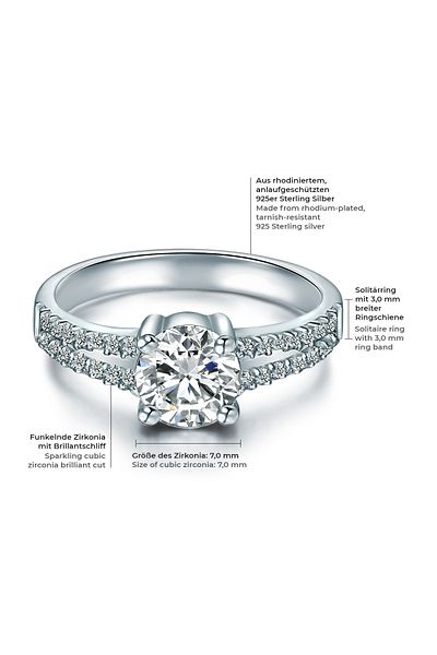 Trilani Silberring Ring Sterling Silber Zirkonia weiß
