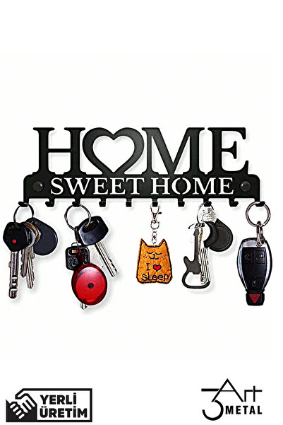 3art Metal Metal Anahtar Askılığı - Dekoratif Home Yazılı Desenli Anahtarlık ...