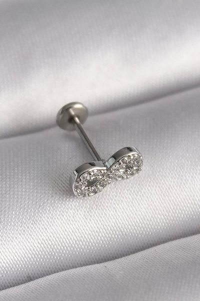 Clariss 316L Steel Silver Color Zircon Stone Infinity Model Tragus Piercing