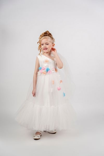 Eray Kids Κοριτσίστικο μακρύ βραδινό φόρεμα με λουλούδια με λεπτομέρεια 6-9 ετών