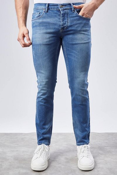 CEDY DENIM Slim Fit Jean Joe Regular Waist Slim Fit Strečové džínové kalhoty C300-světle modré