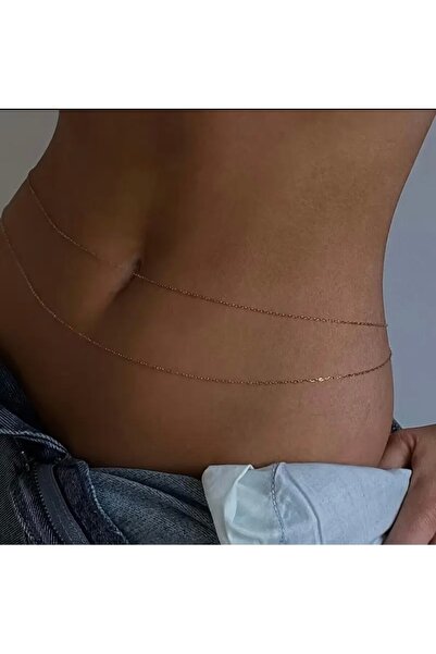 Hoop jewelery çelik çift zincirli bel zinciri