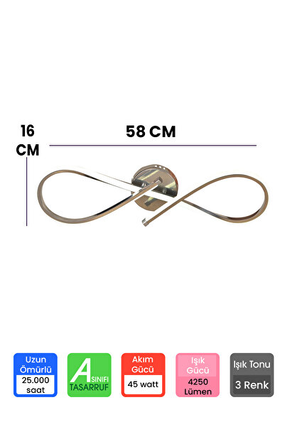 FUZON 3 Renk Plafonyer Kumandalı Krom Kasa Led Avize Modern Sonsuzluk Ledli Avize