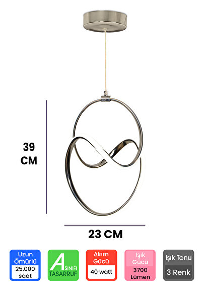 FUZON 3 Renk Krom Kumandalı Dimmerli 4 Modlu Modern Sarkıt ALP Led Avize