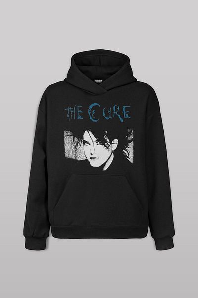 Kendim Seçtim The Cure Robert Smith Vintage Black Printed Sweat Hooded Hoodie