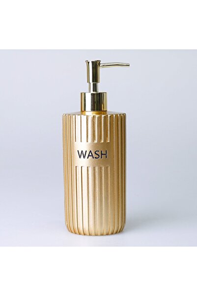 Selim Gold Colored Trash Can - Grooved