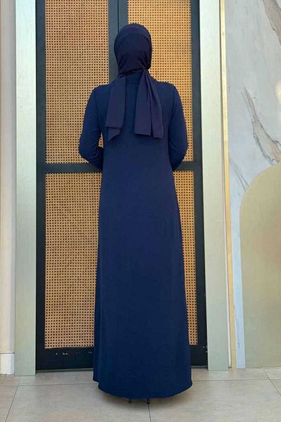 Bym Fashion Μπλε Navy 3928 Μοντέλο Φόρεμα - Λεπτομέρεια με κουμπιά