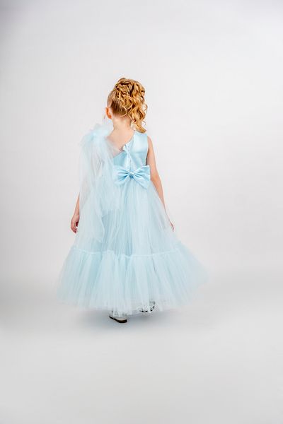 Eray Kids Girl's Long Evening Dress with Cross Shoulders and Flower Detail 6-9 Years