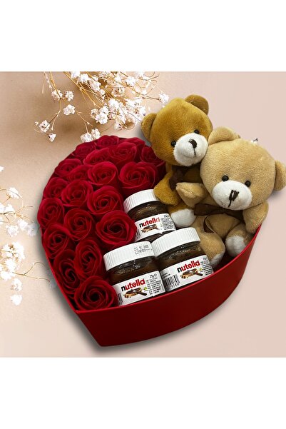 hasır bohem 8 Mart Kadınlar Günü Sevgililer Günü Özel Kalpli Kutu Gül Çikolat...