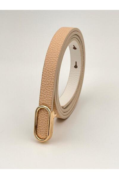 Descoin Curea subțire cu cataramă aurie ovală importată, centură pentru panta...
