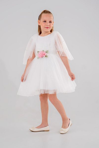 Eray Kids Βραδινό φόρεμα για κορίτσια με πέρλες τούλι λουλούδι λεπτομέρεια 4-7 ετών