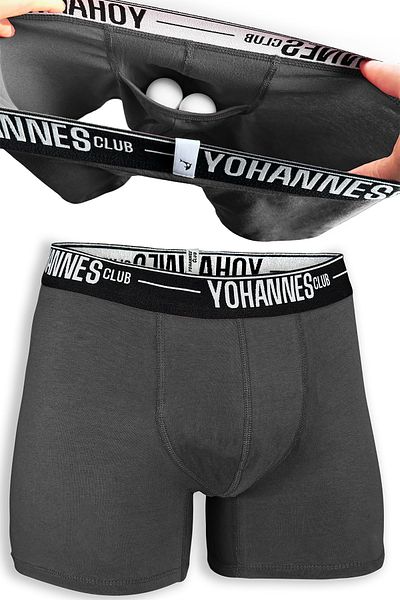 Yohannes Club Yohannesclub Men's Anthracite Color Cotton Boxers with Special Pouch - Single Pack