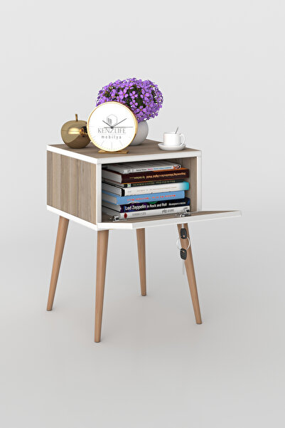 Kenzlife Komodin Kazuki Crd 60*39*39 Komidin Ahşap Ayaklı Kitaplık Ayakkabılık Kapaklı Arkalıklı