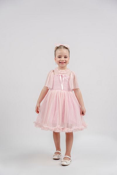 Eray Kids Βραδινό φόρεμα για κορίτσια με βολάν με λαιμόκοψη με πουά