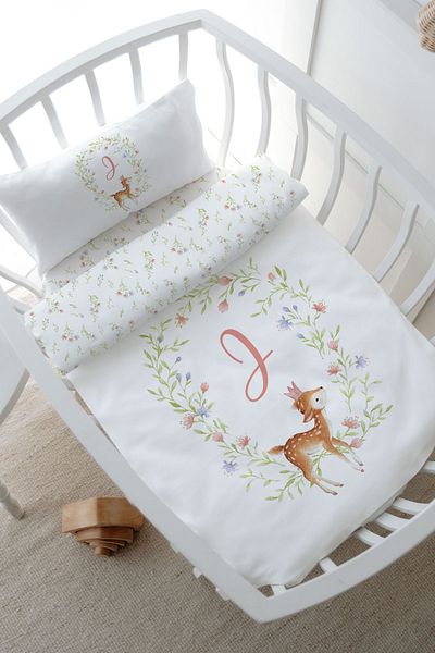Tuğba Kuğu Park Bed Duvet Cover Set (80X120) - Little Deer Series - Letter J