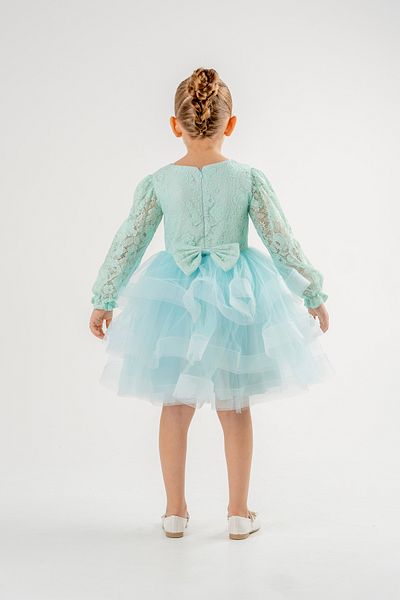 Eray Kids Girls' Evening Dress Dress Skirt Ruffled Lace Sleeves Flower Detail Stylish Dress 5-8 Years