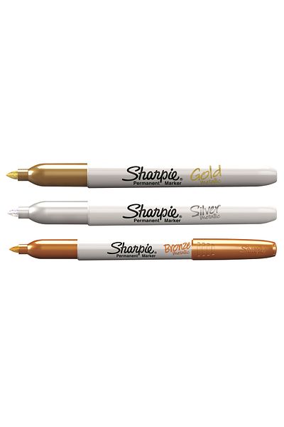 Sharpie Metallic Marker, Mixed 3 Pack (Gold, Silver & Bronze)