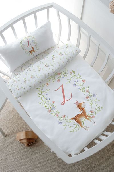 Tuğba Kuğu Little Deer Series Mother's Side Crib Bedding Set - Letter Z (60X100)