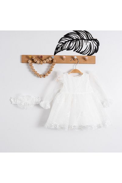 Eray Kids Baby Girl Evening Dress with Bandana Gift Sleeves Tulle Ruched Flower Pattern 9-24 Months