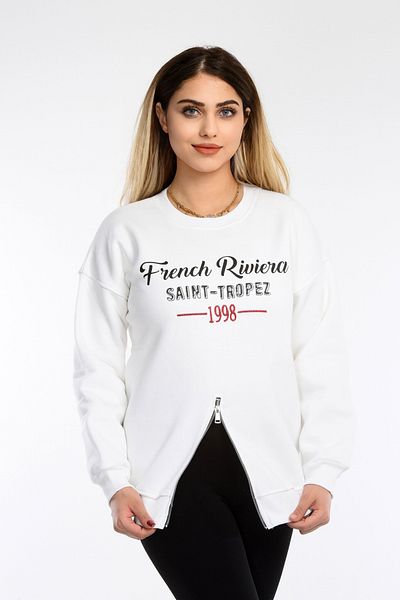 NEWCO SWEATSHIRT CU DETALII CU FERMOAR CU PRINT