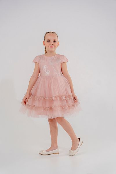 Eray Kids Βραδινό φόρεμα για κορίτσια με μοτίβο τριαντάφυλλο φούστα με βολάν 4-7 ετών