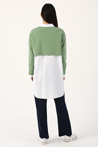 ALLDAY Green-Crew Neck Long Sleeve Crop