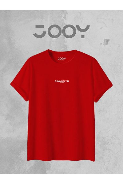 Jooy Brooklyn JC Printed Wide Fit Oversize Red T-Shirt