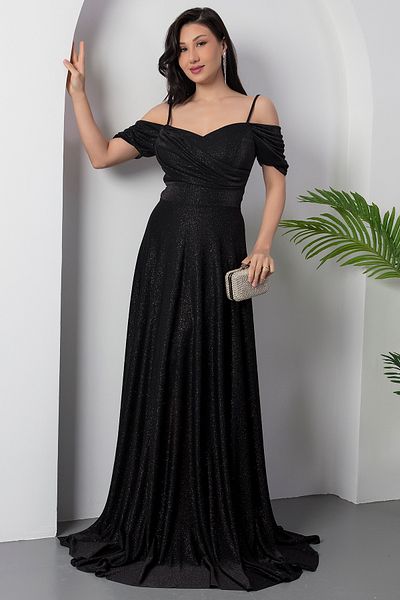 PULLIMM Rochie cu sclipici cu bretele fără umăr 39949