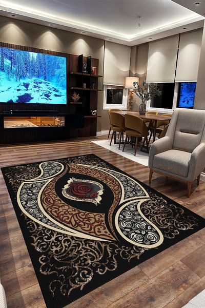 YTR HOME Dijital Baskı Yıkanabilir Kaymaz Taban Dekoratif Salon Mutfak Halısı...