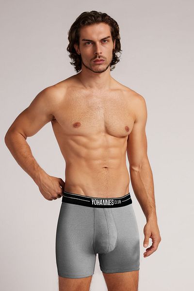 Yohannes Club Yohannesclub Men's Gray Melange Cotton Boxers with Special Separators, Single