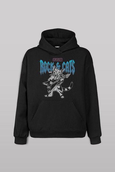 Kendim Seçtim Hanorac cu glugă pentru pisici negre Meowtallica Rock Cat Metallica