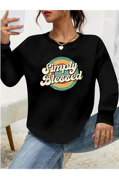 REKA MODA    Women's Long Sleeve Crew Neck Viscose Two Thread Blouse