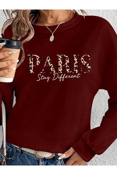 Bay Şapkacı Silky Women's Long Sleeve Crew Neck Patterned Viscose Two Thread Blouse