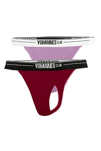 Yohannes Club Chiloți de damă, cu bandă de cauciuc, 2 buc, liliac, visiniu