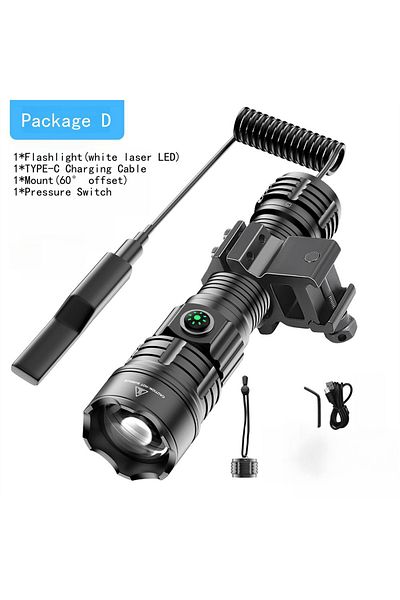 ZPAA Without Battery Package D Super Flashlights Torches Ultra Powerful Flashlight Usb Rechargeable Flash