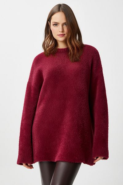 Ritnice Pulover de damă, moale, moale, roșu Claret