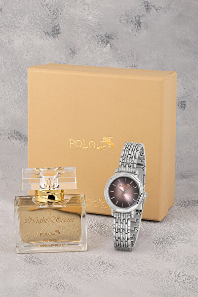 Polo Air Kadın Kol Saati Ve Parfüm Seti Hediyelik Kutsunda Kombin Gümüş Pembe...