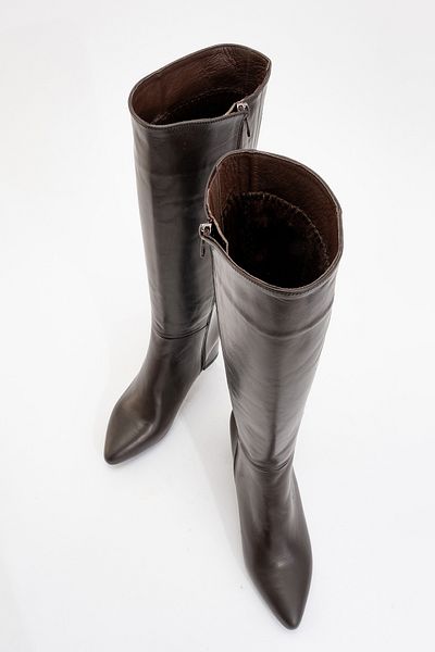 LuviShoes Γυναικείες μπότες με τακούνι SEJAS καφέ από γνήσιο δέρμα