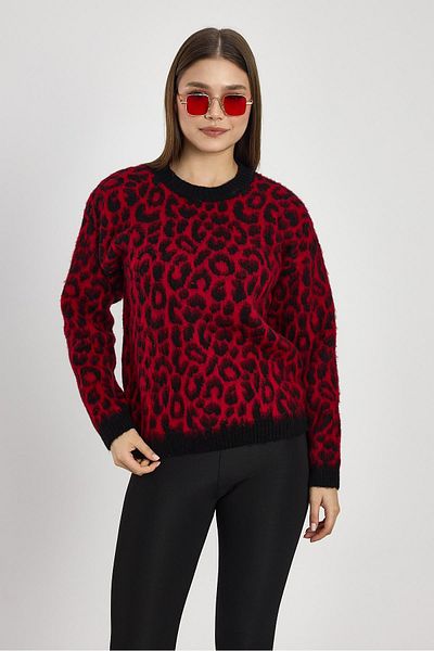 Rays 6702 Pulover cu model leopard roșu