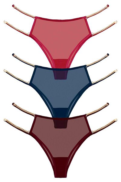 Cottonhill Chiloți Brazilia Femei cu Tulle Elastic Reglabil Pachet 3-3