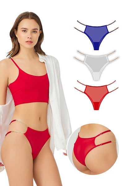 Cottonhill Chiloți Brazilia Femei Cu Tulle Elastic Reglabil Pachet 3-2