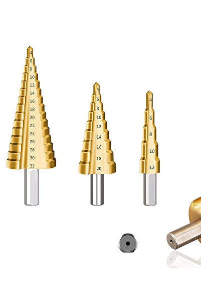 NOYİSKA Kademeli 3lü Matkap Ucu Sac Delme Panç Seti Şarjlı Matkap Ucu 3 Farkl...