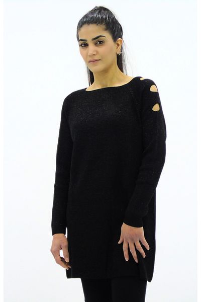 Tuğra Glitter Shoulder Detailed Tunic Blouse