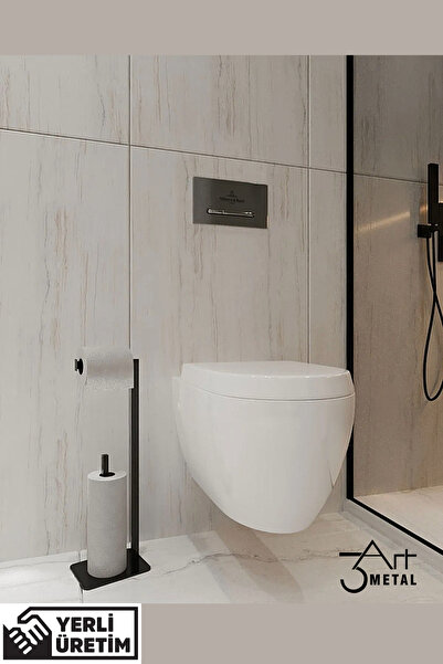 3art Metal Modern Ayaklı Tuvalet Kağıtlığı ve Banyo Havlu Askısı - Kağıt Havl...