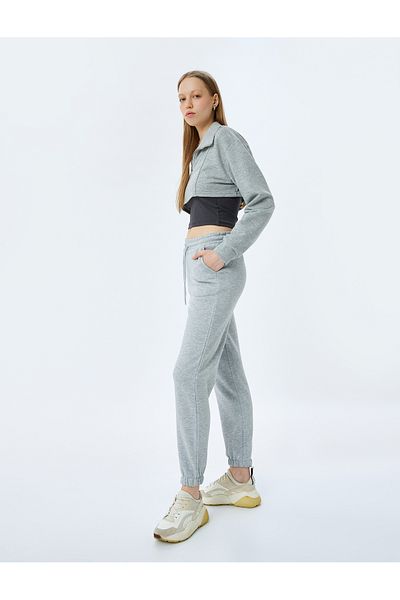Koton Raster Waist Lace up Pocket Detailed Comfortable Fit Jogger Sweatpants