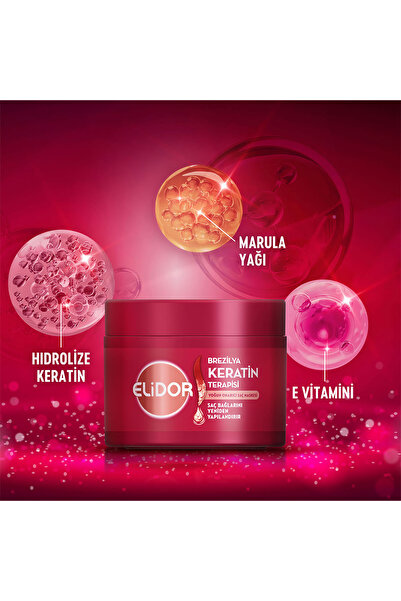 Elidor Saç Bakım Maskesi Yoğun Onarıcı Brezilya Keratin Terapisi 220 ml X2